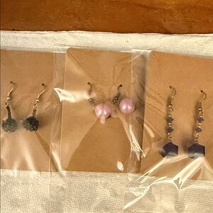 Elegant Purple and Black Beaded Earrings Set. # 83